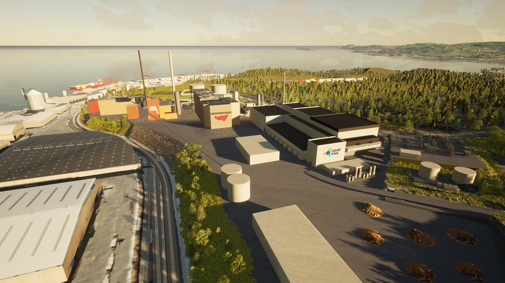 Image: Illustration of Korstaverket, FlagshipTWO, Sundsvall, Sweden. Sundsvall Energi and Liquid Wind.